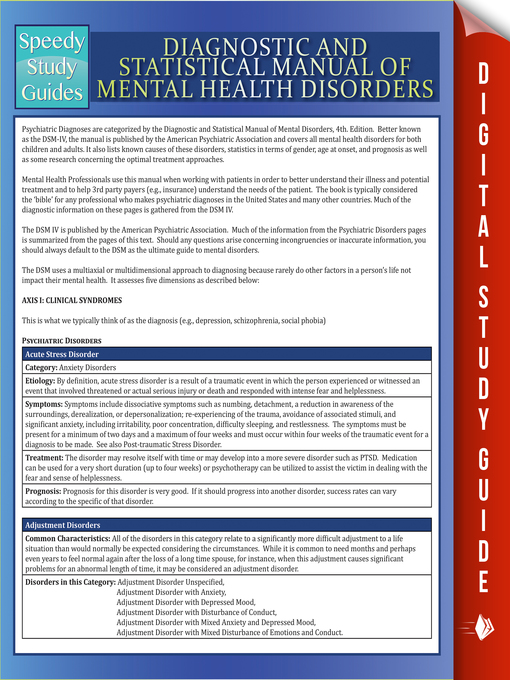 Title details for Diagnostic and Statistical Manual of Mental Health Disorders by Speedy Publishing - Available